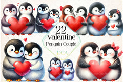 Valentine Penguin Couple Clipart Bundle - CraftNest - Digital Crafting and Art
