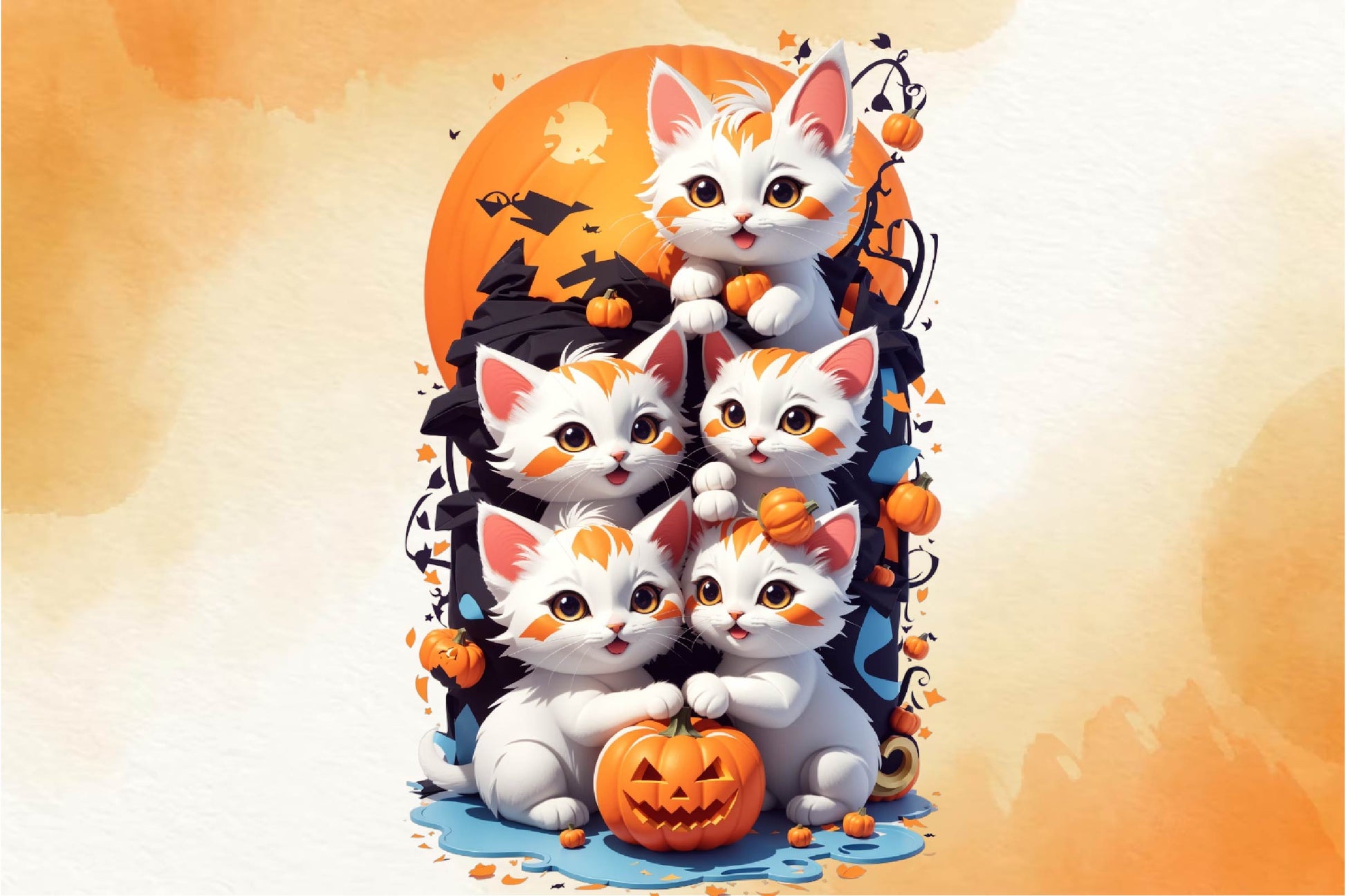 Pumpkin Cute Cat Clipart Bundle - CraftNest - Digital Crafting and Art
