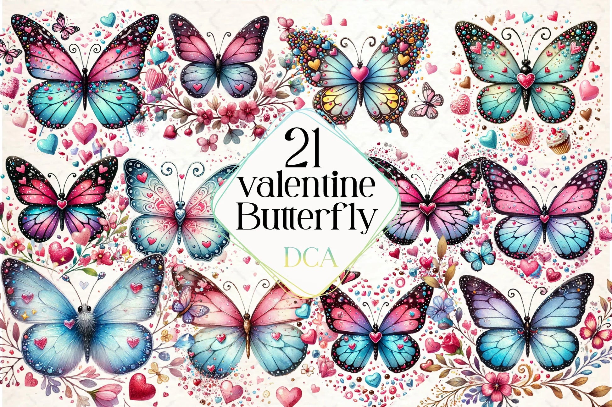 Valentine Butterfly Clipart Bundle - CraftNest - Digital Crafting and Art