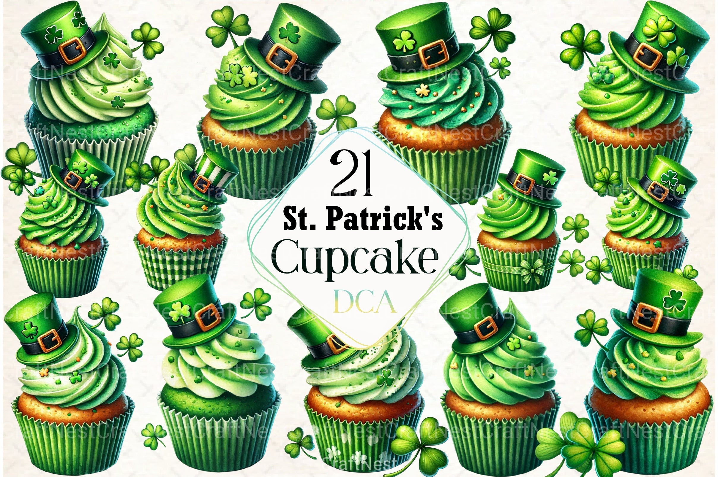 St. Patrick's Day Cupcake Clipart Bundle 1 - CraftNest - Digital Crafting and Art