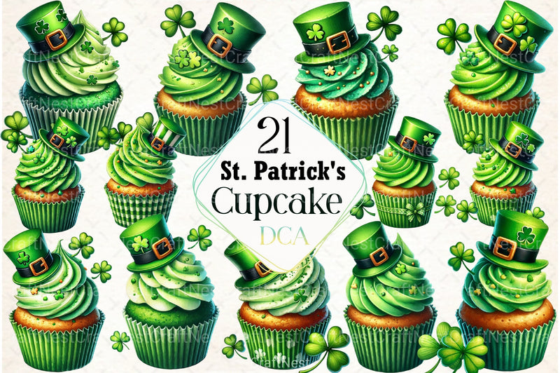 St. Patrick's Day Cupcake Clipart Bundle 1 - CraftNest - Digital Crafting and Art