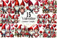 Valentine Gnome Couple Clipart Bundle - CraftNest - Digital Crafting and Art