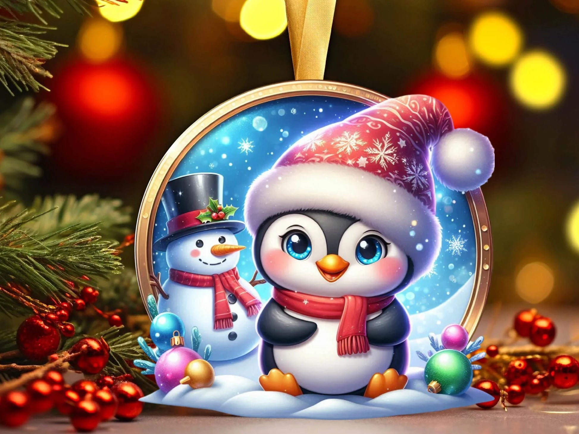 Christmas Round Penguin Ornament Clipart Bundle - CraftNest - Digital Crafting and Art