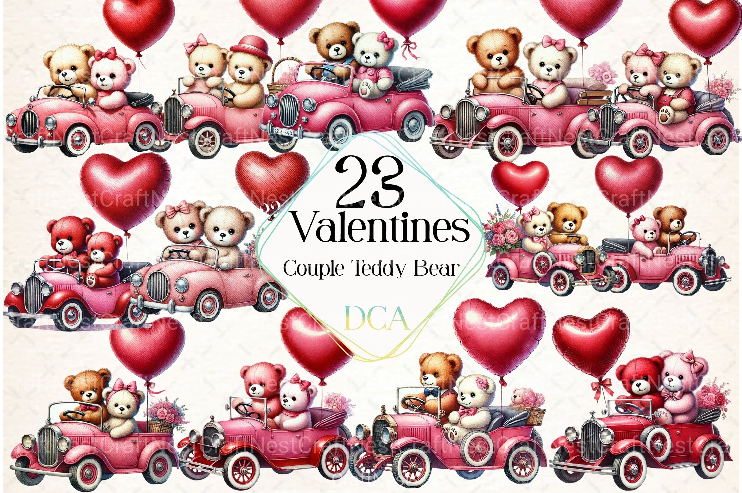 Valentine's Couple Teddy Bear Clipart Bundle 1 - CraftNest - Digital Crafting and Art