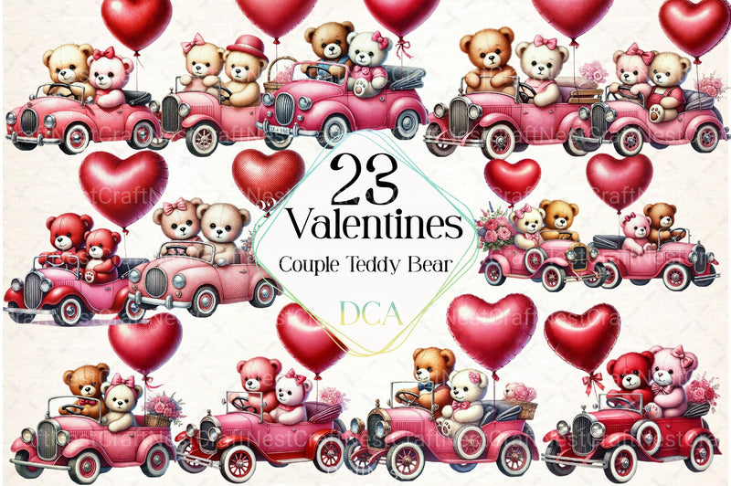 Valentine's Couple Teddy Bear Clipart Bundle 1 - CraftNest - Digital Crafting and Art
