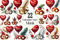 Valentine Face Mask Clipart Bundle - CraftNest - Digital Crafting and Art