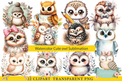 Cute Owl Sublimation Clipart Bundle - CraftNest - Digital Crafting and Art