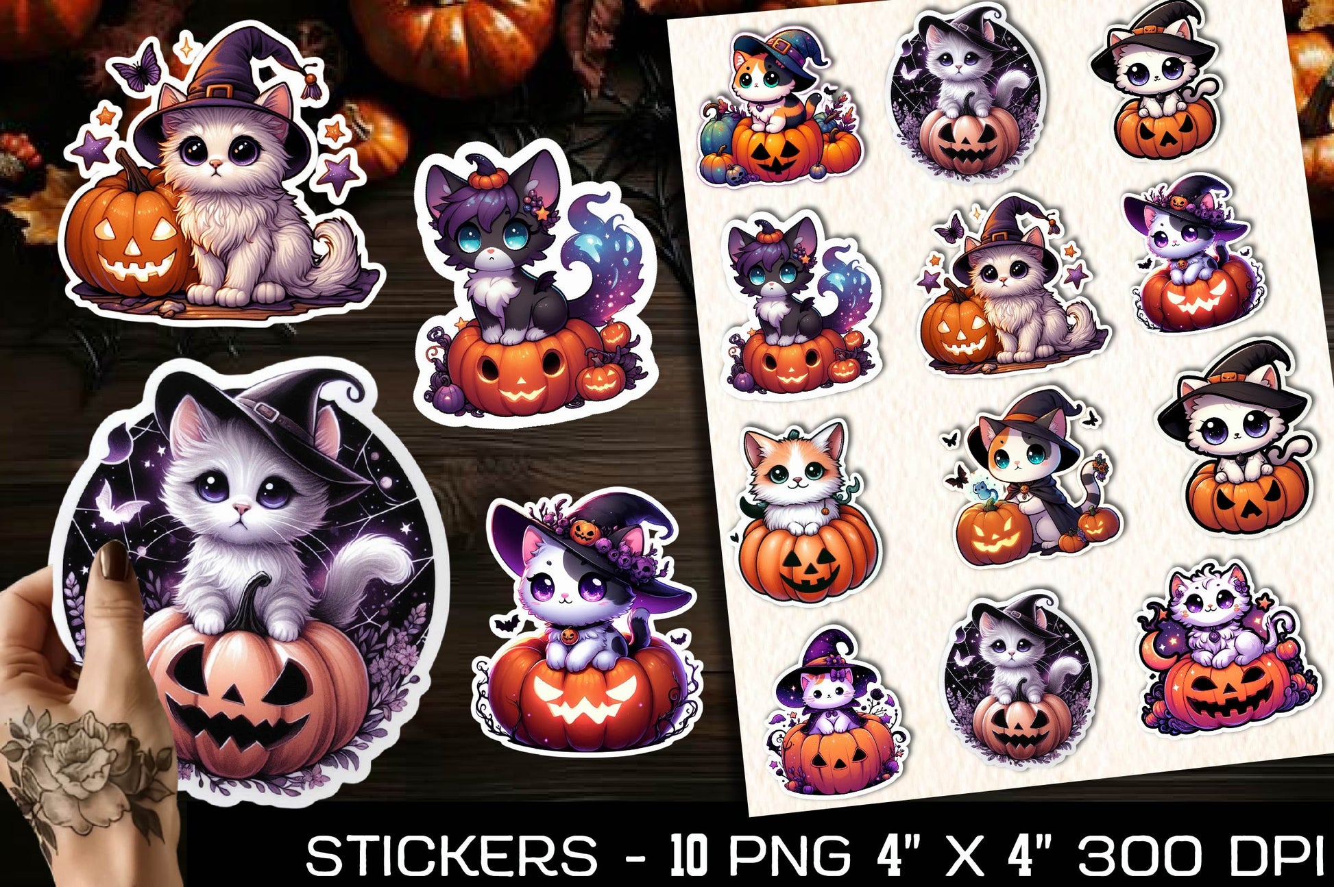Cute Halloween Cat Stickers - CraftNest - Digital Crafting and Art