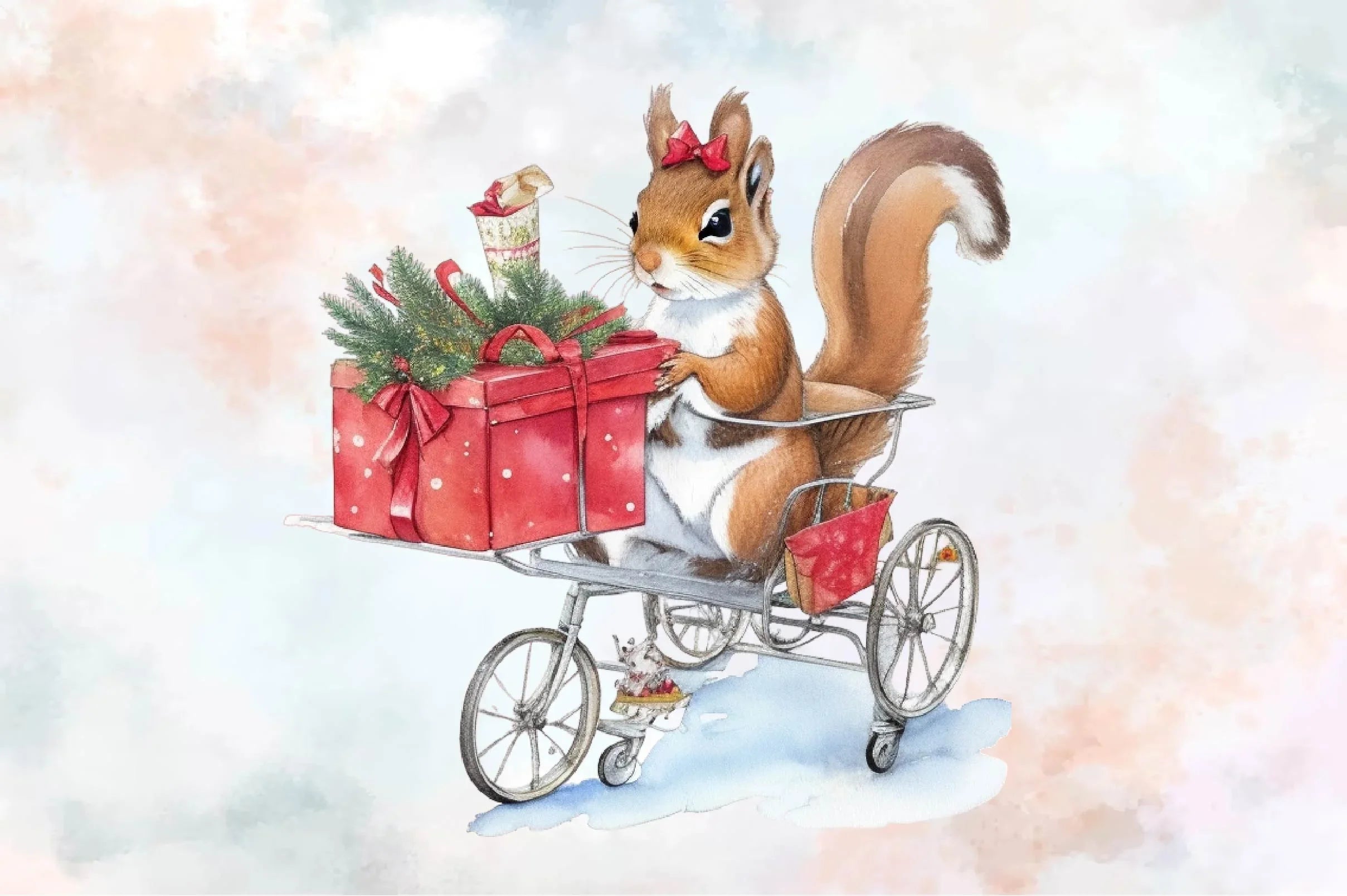 Squirrel Carries A Cart With Gifts Clipart Bundle - CraftNest - Digital Crafting and Art