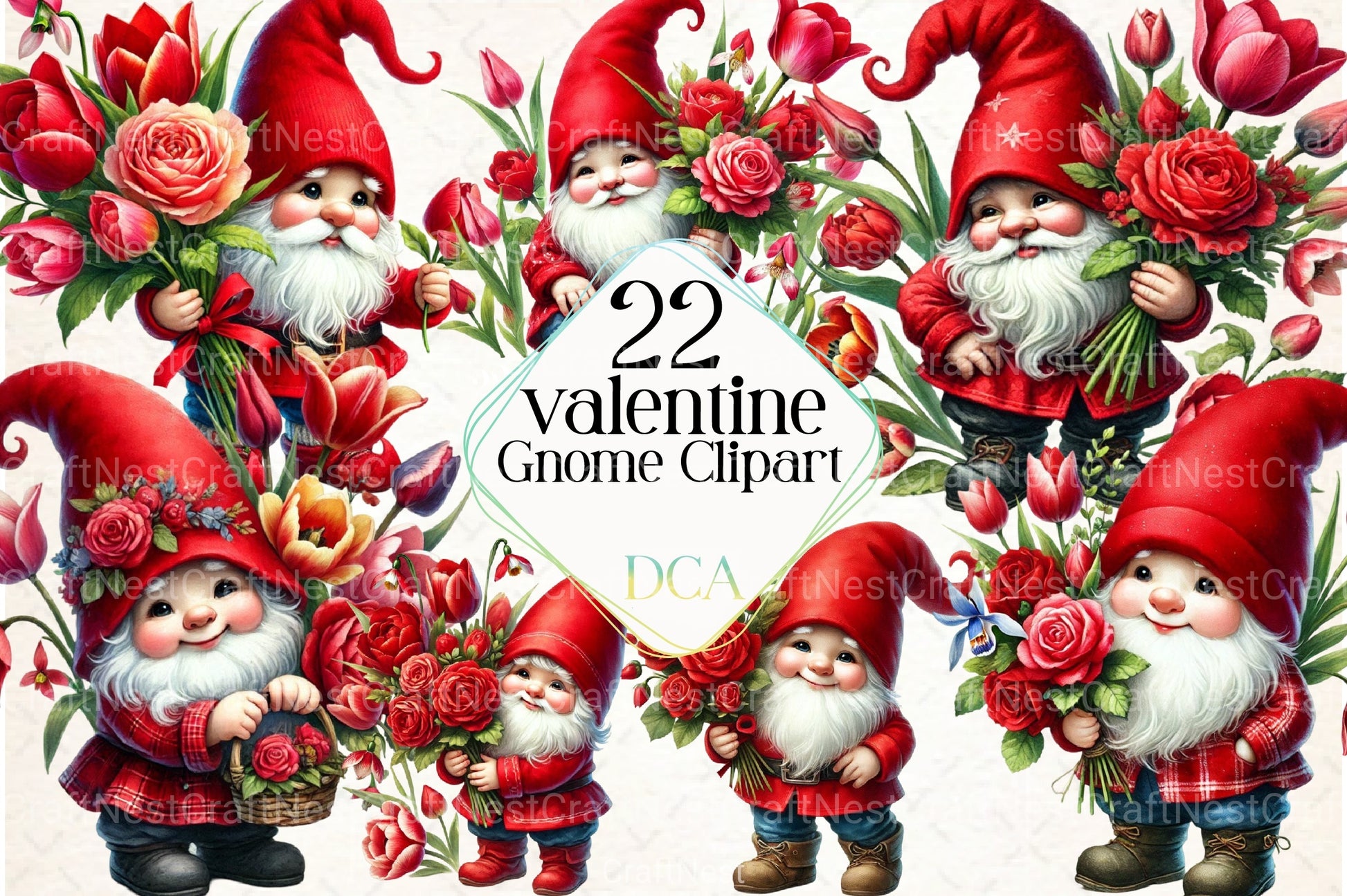 Valentine Gnome Clipart Bundle 1 - CraftNest - Digital Crafting and Art