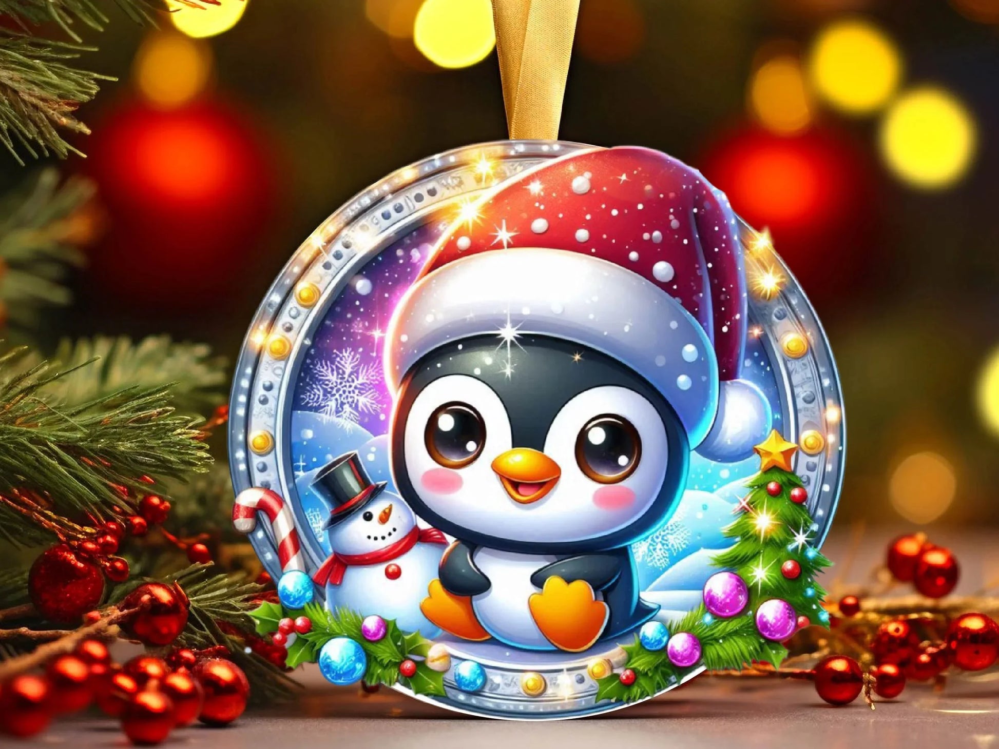 Christmas Round Penguin Ornament Clipart Bundle 1 - CraftNest - Digital Crafting and Art