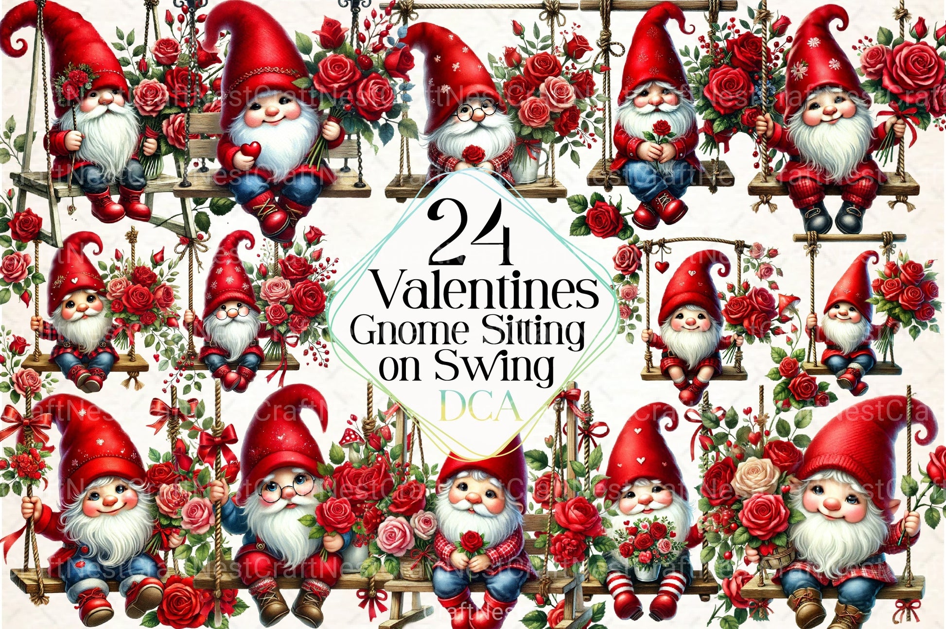 Valentine's Gnome Swing Clipart Bundle - CraftNest - Digital Crafting and Art