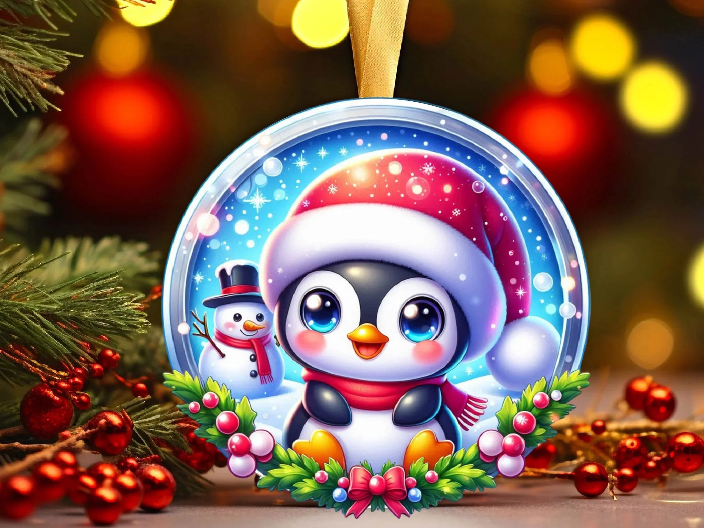 Christmas Round Penguin Ornament Clipart Bundle 2 - CraftNest - Digital Crafting and Art