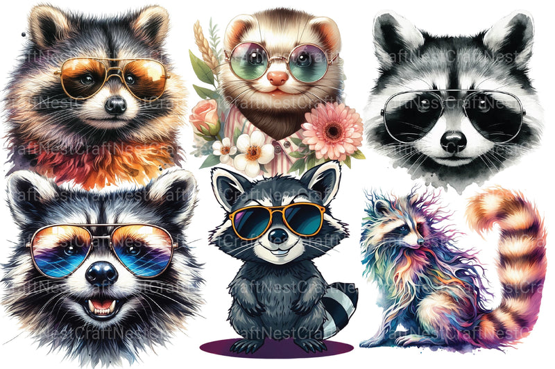 Raccoon Clipart Bundle - CraftNest - Digital Crafting and Art