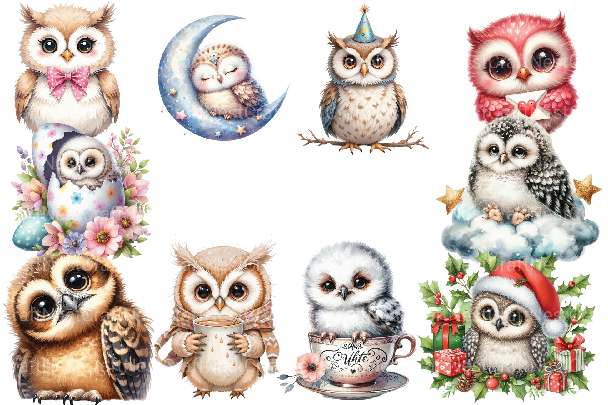 Cute Owl Sublimation Clipart Bundle - CraftNest - Digital Crafting and Art