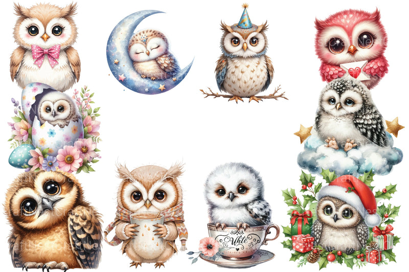 Cute Owl Sublimation Clipart Bundle - CraftNest - Digital Crafting and Art