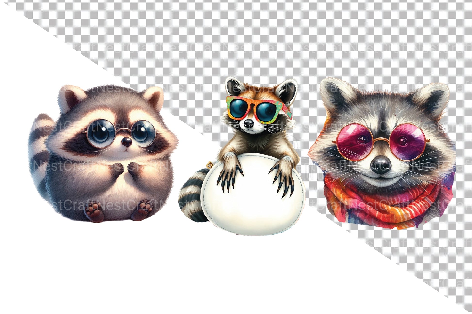 Raccoon Clipart Bundle - CraftNest - Digital Crafting and Art