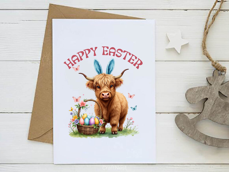 Cute Easter Highland Cow Clipart Bundle 2 - CraftNest - Digital Crafting and Art