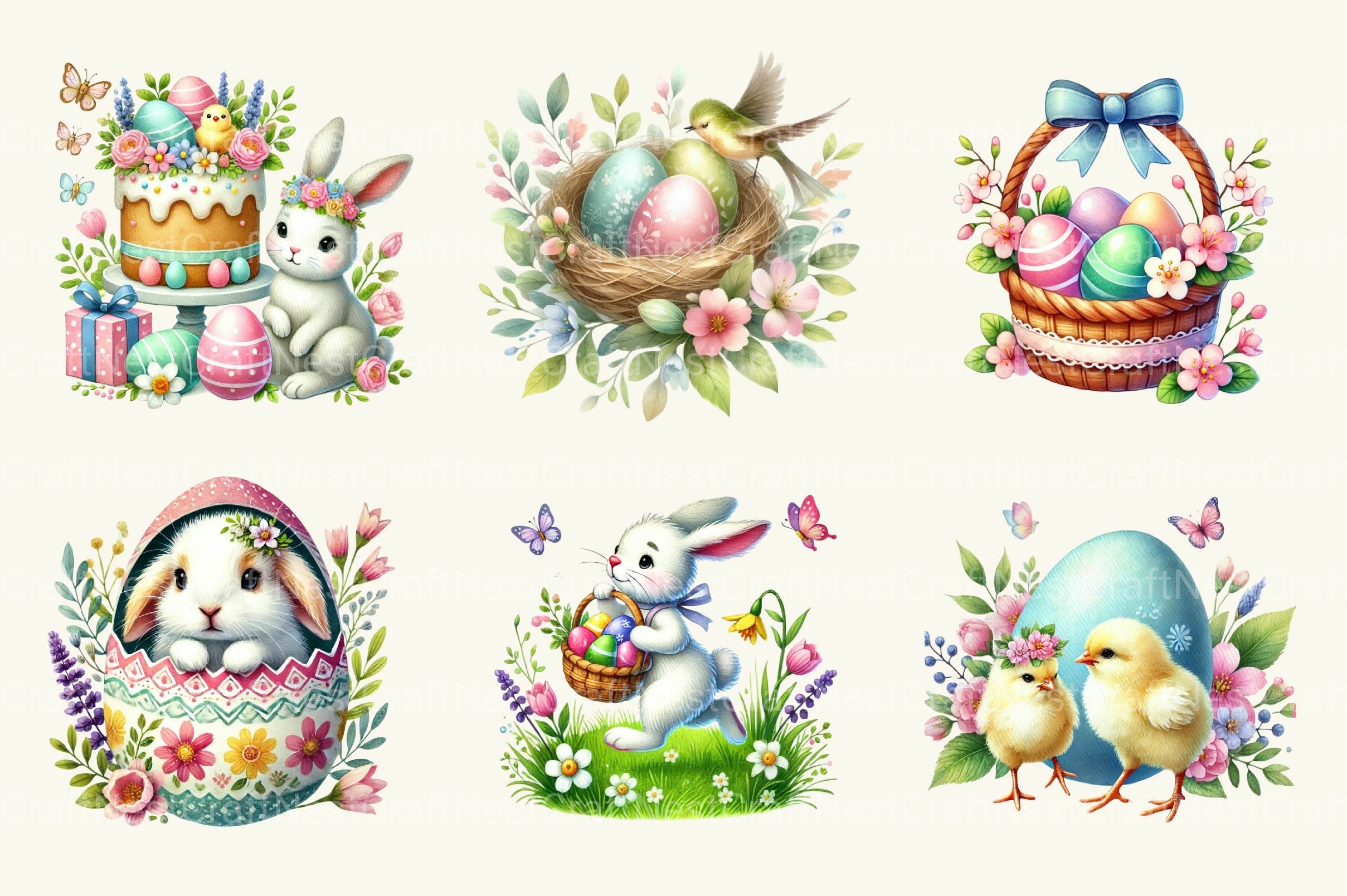Cute Easter Clipart Bundle 4 - CraftNest - Digital Crafting and Art