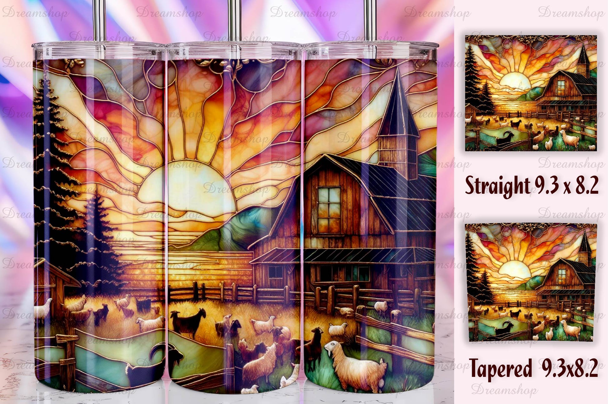 Stained Glass Farm Animals Tumbler Bundle 7 - CraftNest - Digital Crafting and Art