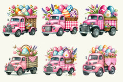 Pink Easter Truck Clipart Bundle - CraftNest - Digital Crafting and Art