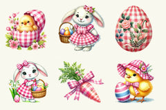 Pink Easter Gingham Clipart Bundle 2 - CraftNest - Digital Crafting and Art