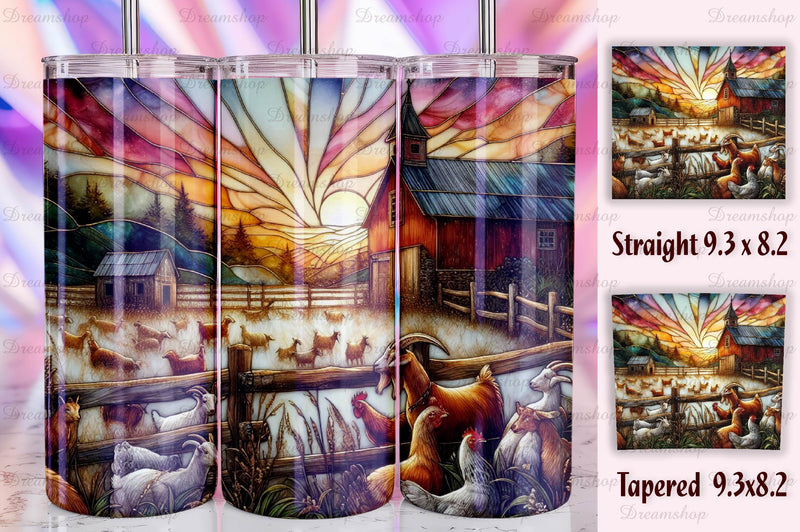 Stained Glass Farm Animals Tumbler Bundle 6 - CraftNest - Digital Crafting and Art