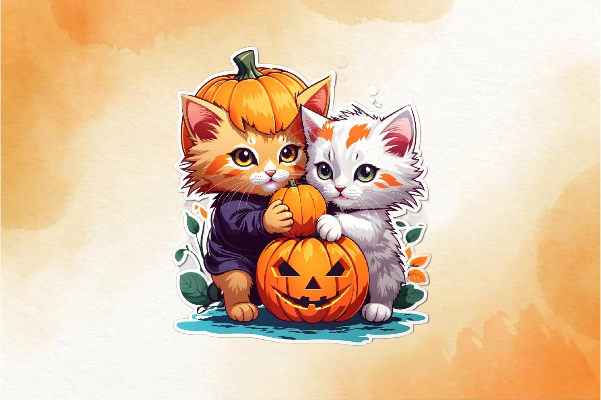Pumpkin Cute Cat Clipart Bundle - CraftNest - Digital Crafting and Art