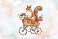 Squirrel Carries A Cart With Gifts Clipart Bundle - CraftNest - Digital Crafting and Art