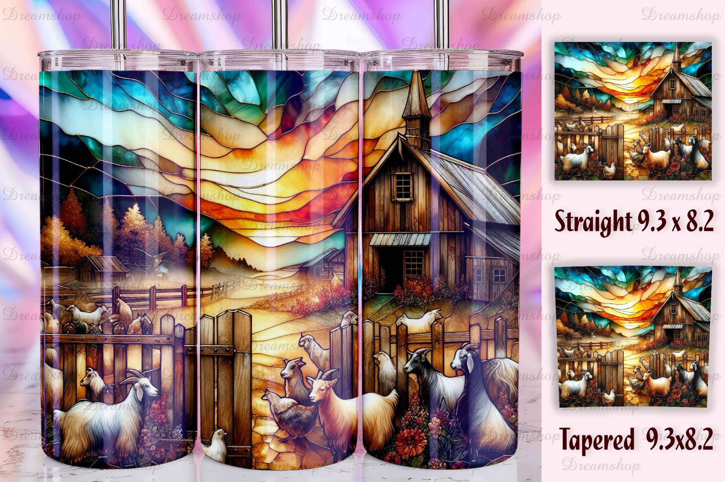 Stained Glass Farm Animals Tumbler Bundle 5 - CraftNest - Digital Crafting and Art