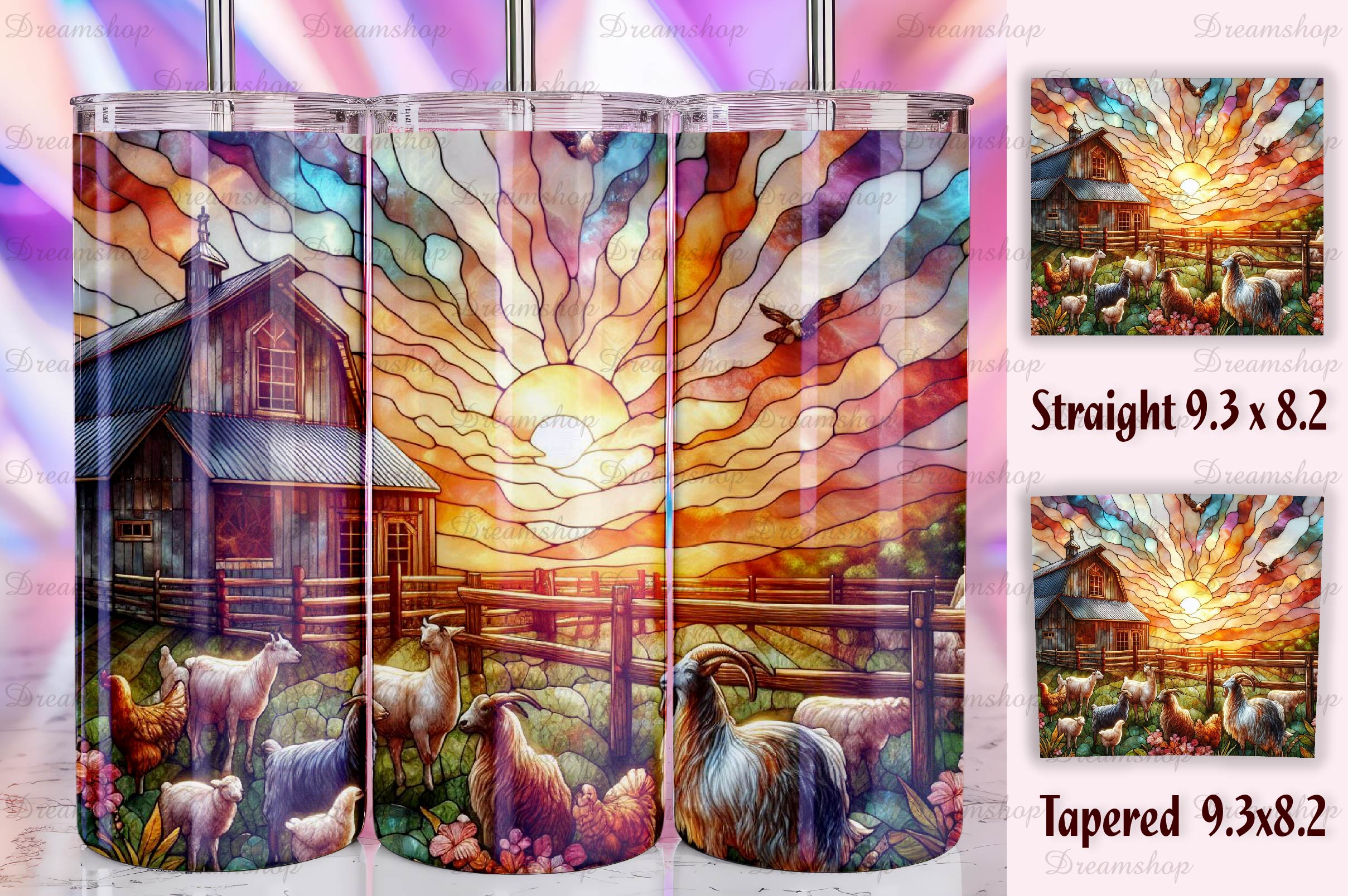 Stained Glass Farm Animals Tumbler Bundle 11 - CraftNest - Digital Crafting and Art