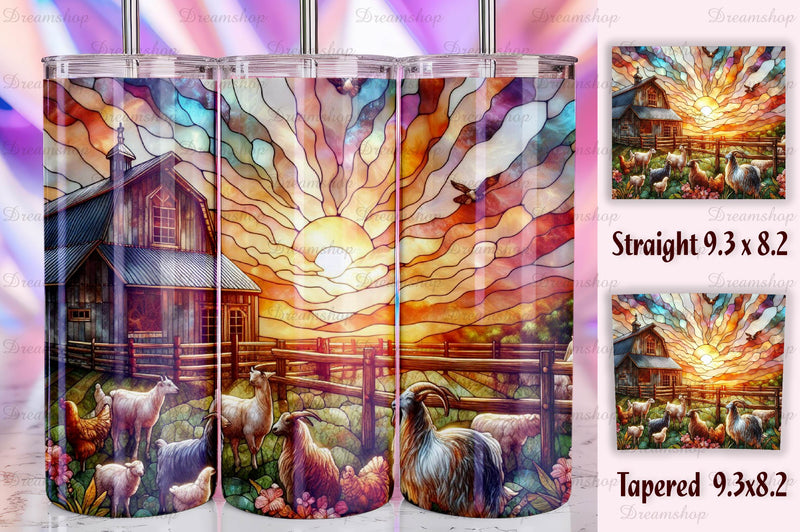 Stained Glass Farm Animals Tumbler Bundle 11 - CraftNest - Digital Crafting and Art