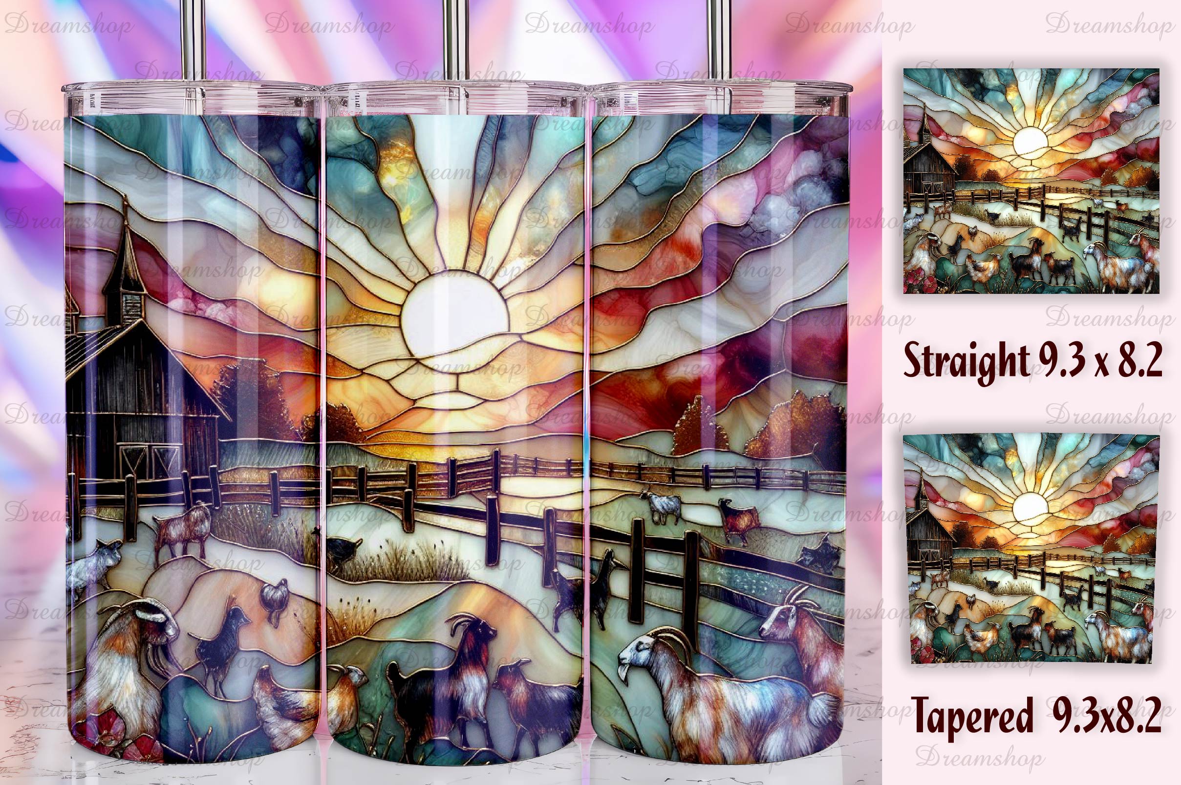Stained Glass Farm Animals Tumbler Bundle 3 - CraftNest - Digital Crafting and Art