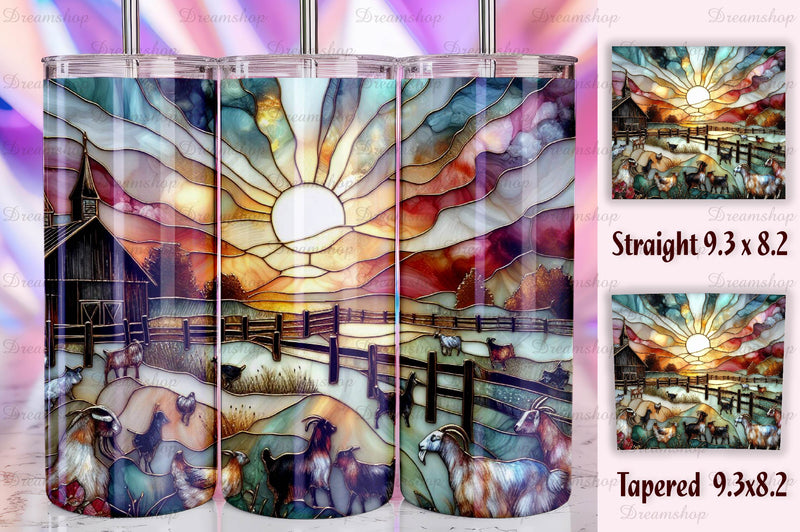 Stained Glass Farm Animals Tumbler Bundle 3 - CraftNest - Digital Crafting and Art