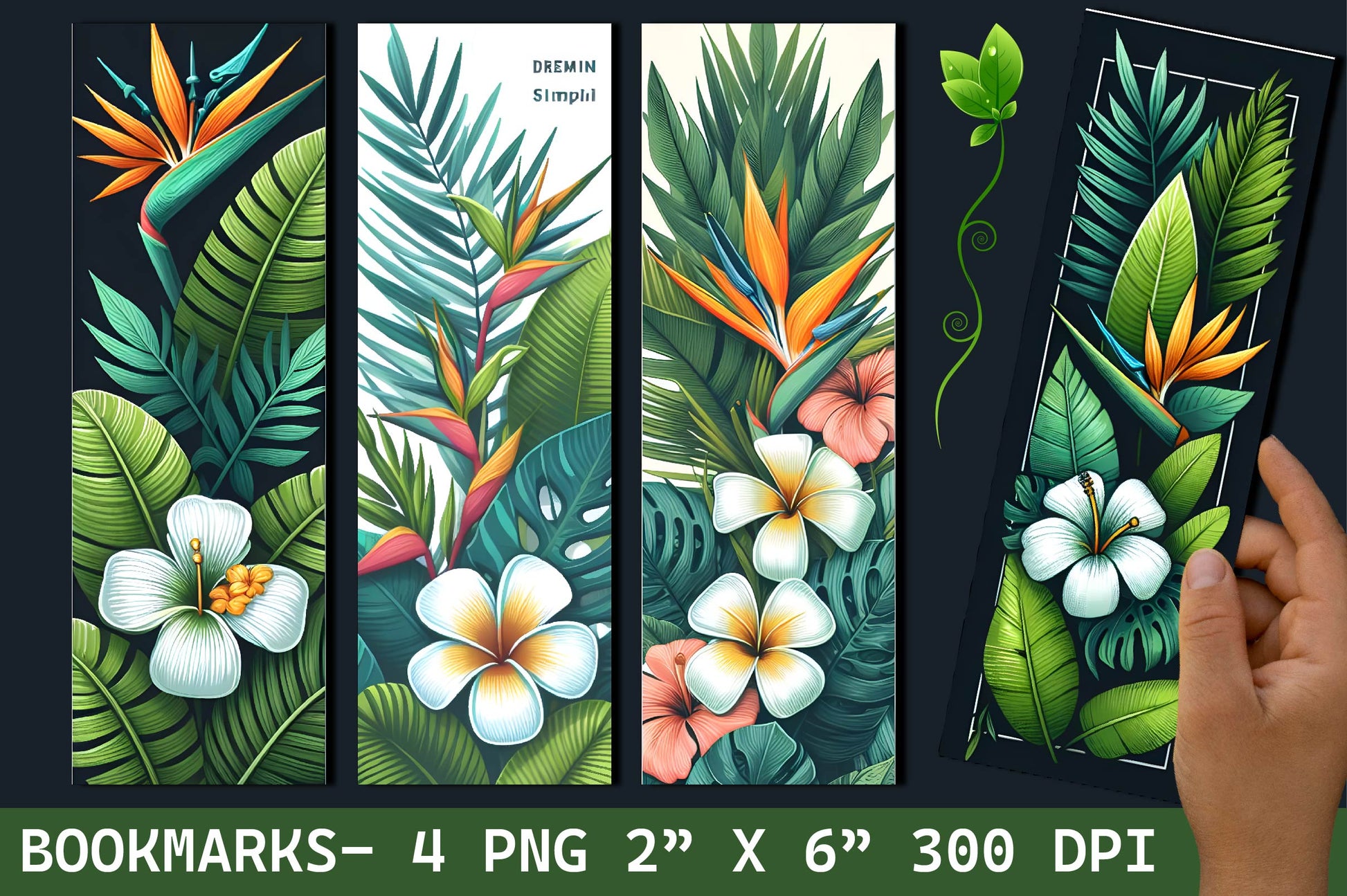 Tropical Leaves Bookmark Tropical Bookmark - CraftNest - Digital Crafting and Art