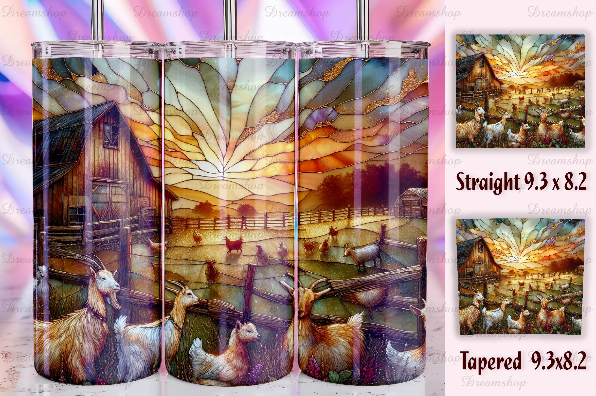 Stained Glass Farm Animals Tumbler Bundle 8 - CraftNest - Digital Crafting and Art