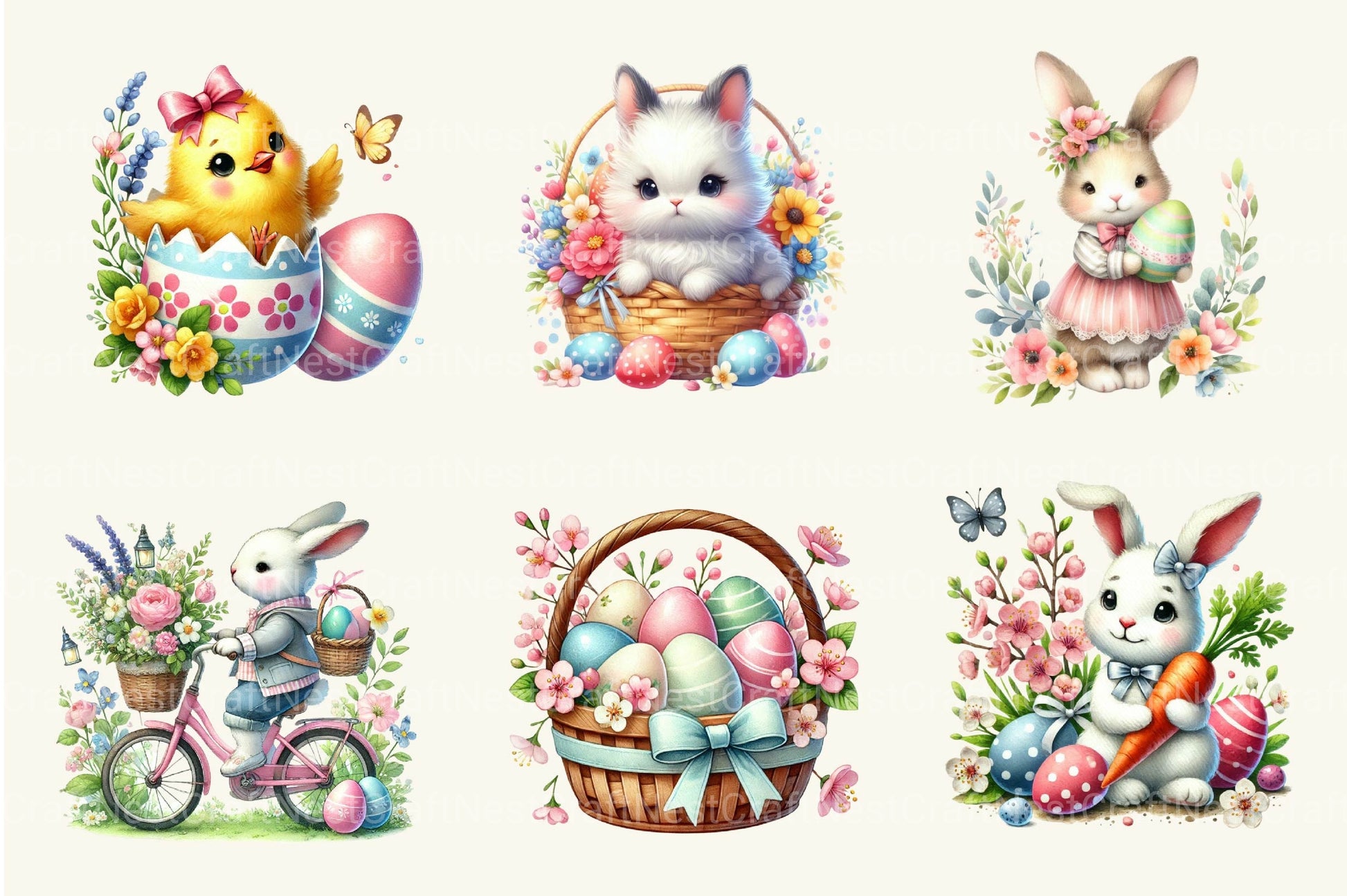 Cute Easter Clipart Bundle 4 - CraftNest - Digital Crafting and Art