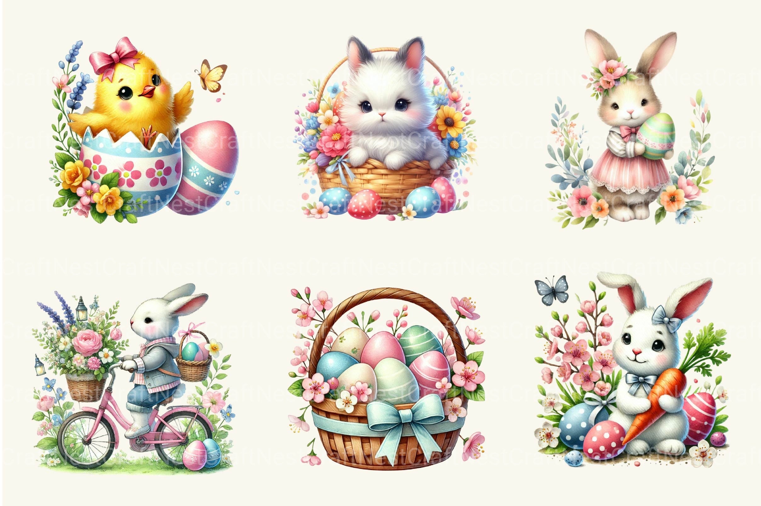 Cute Easter Clipart Bundle 4 - CraftNest - Digital Crafting and Art
