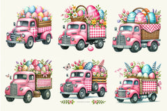 Pink Easter Truck Clipart Bundle - CraftNest - Digital Crafting and Art