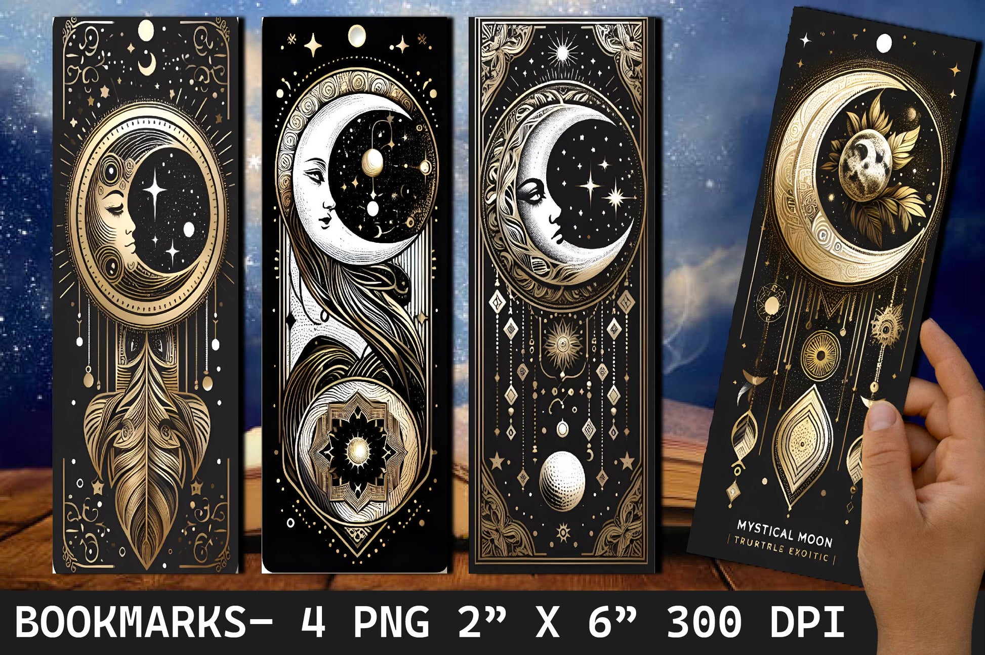 Moon Bookmark Mystic Moon Bookmark - CraftNest - Digital Crafting and Art