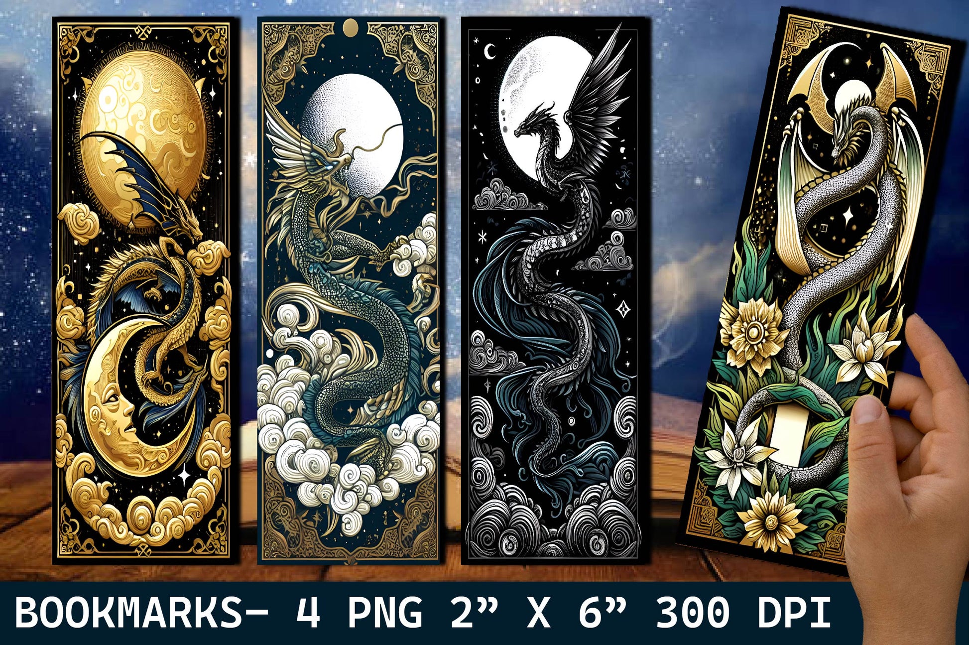 Dragons Bookmark Mystic Dragon Bookmark 3 - CraftNest - Digital Crafting and Art