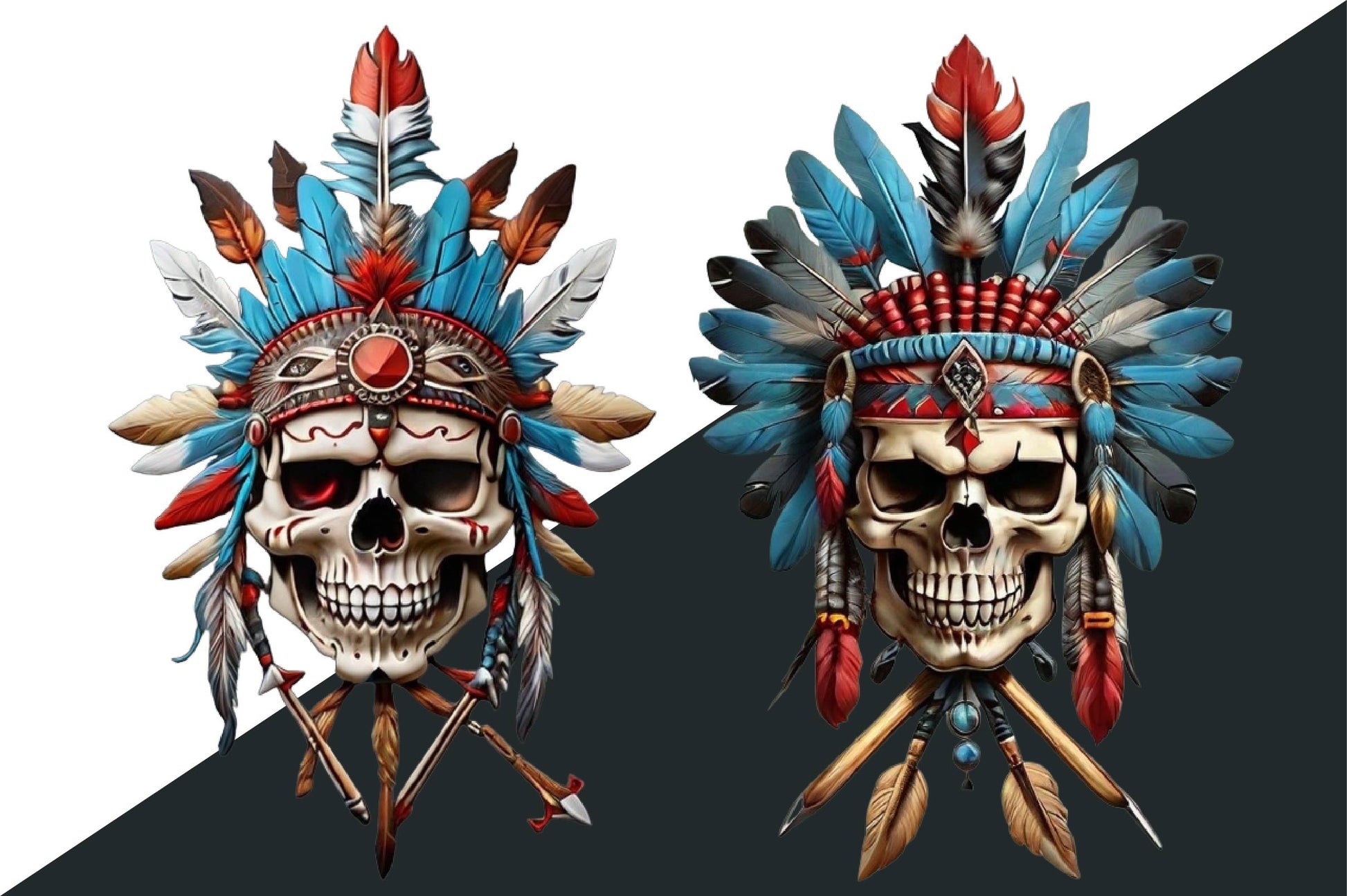 Native American Skull Art Clipart Bundle - CraftNest - Digital Crafting and Art