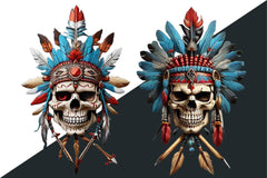 Native American Skull Art Clipart Bundle - CraftNest - Digital Crafting and Art