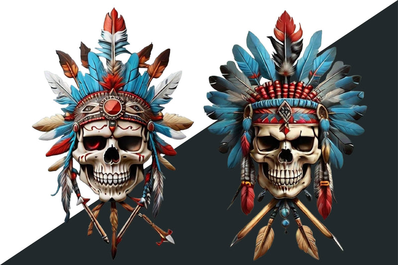 Native American Skull Art Clipart Bundle - CraftNest - Digital Crafting and Art
