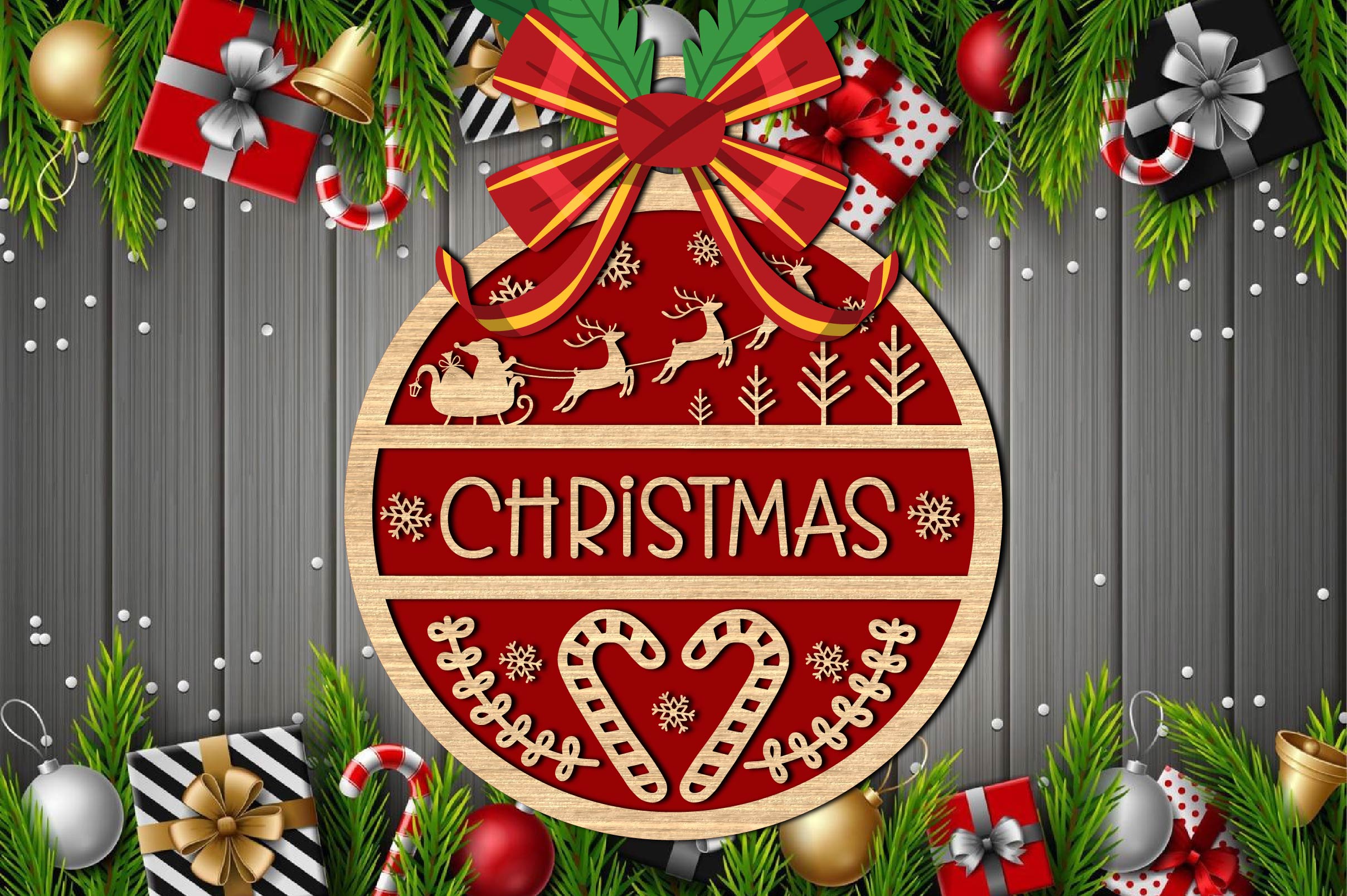Cuttable Raft Designs Christmas Ornament Cuttable Design Clipart Bundle