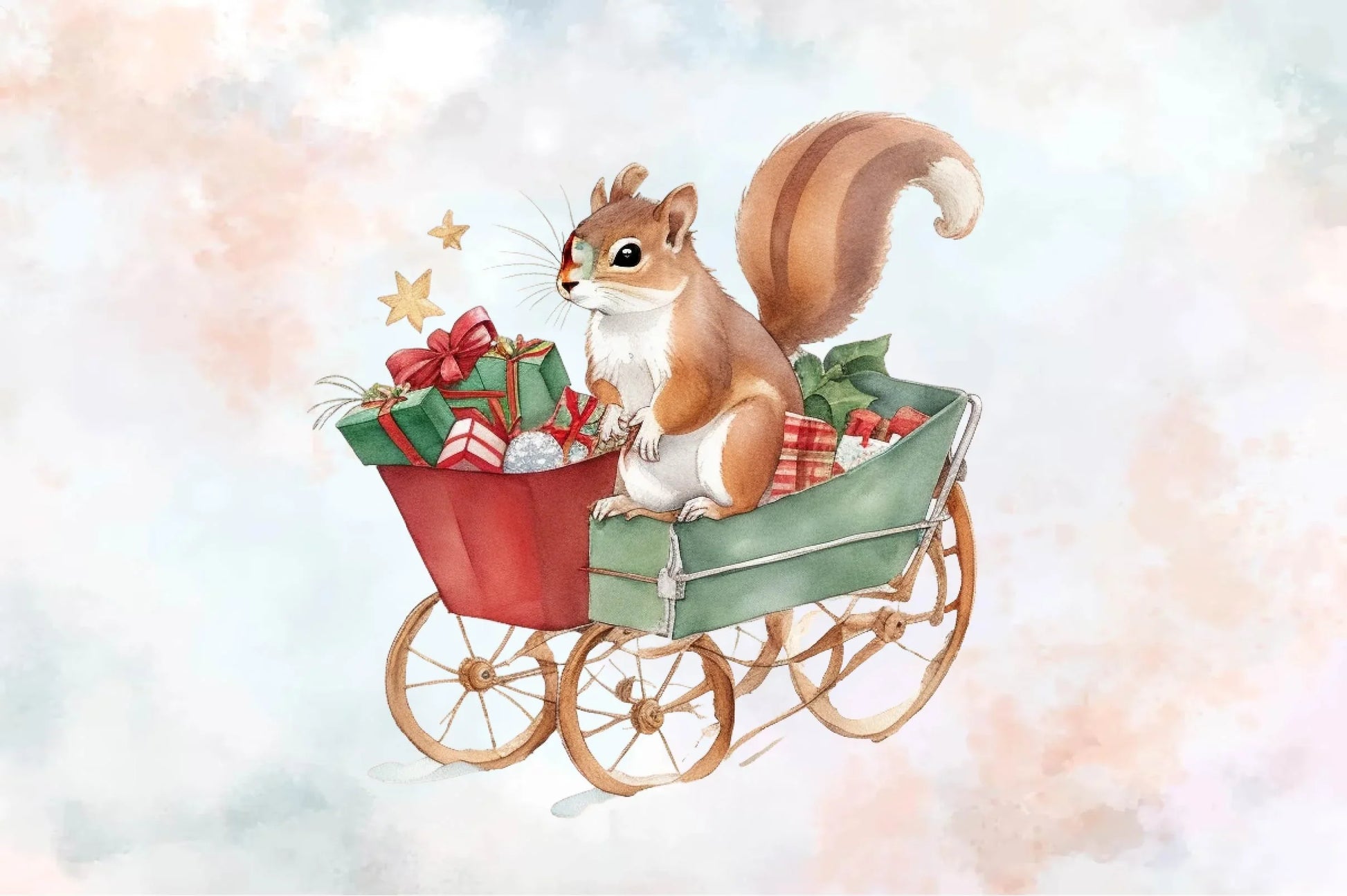 Squirrel Carries A Cart With Gifts Clipart Bundle - CraftNest - Digital Crafting and Art