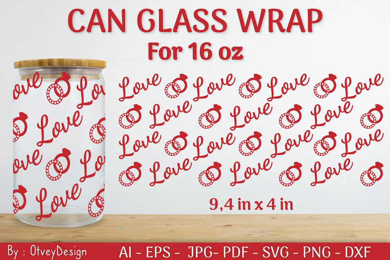 Valentine Can Glass 16 OZ SVG Bundle - CraftNest - Digital Crafting and Art