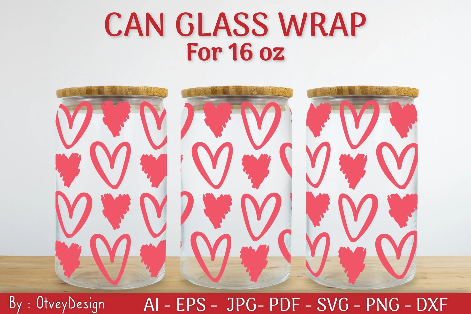 Valentine Can Glass 16 OZ SVG Bundle - CraftNest - Digital Crafting and Art