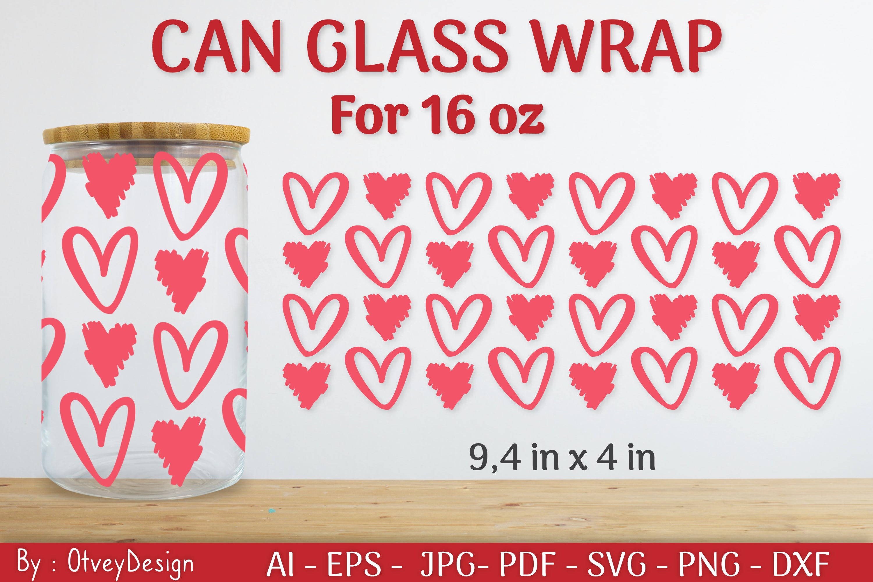 Valentine Can Glass 16 OZ SVG Bundle