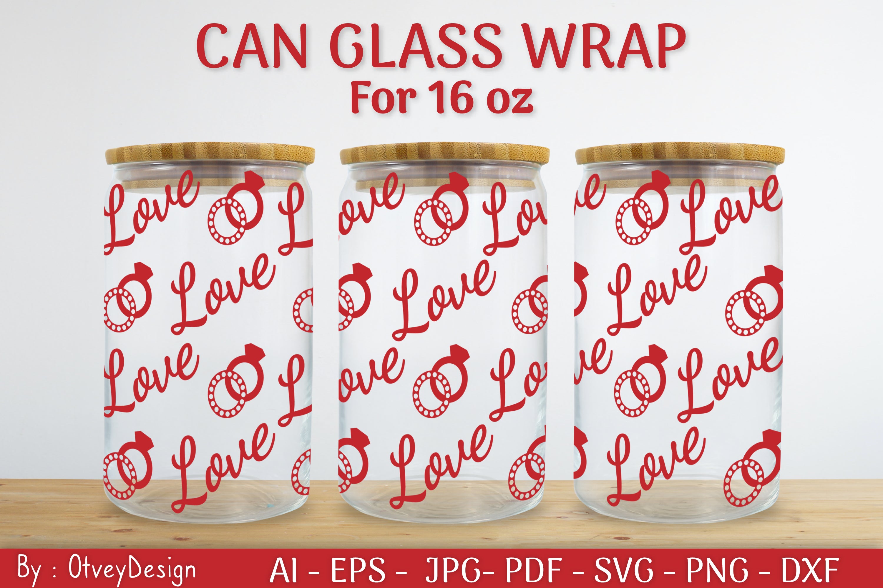 Valentine Can Glass 16 OZ SVG Bundle